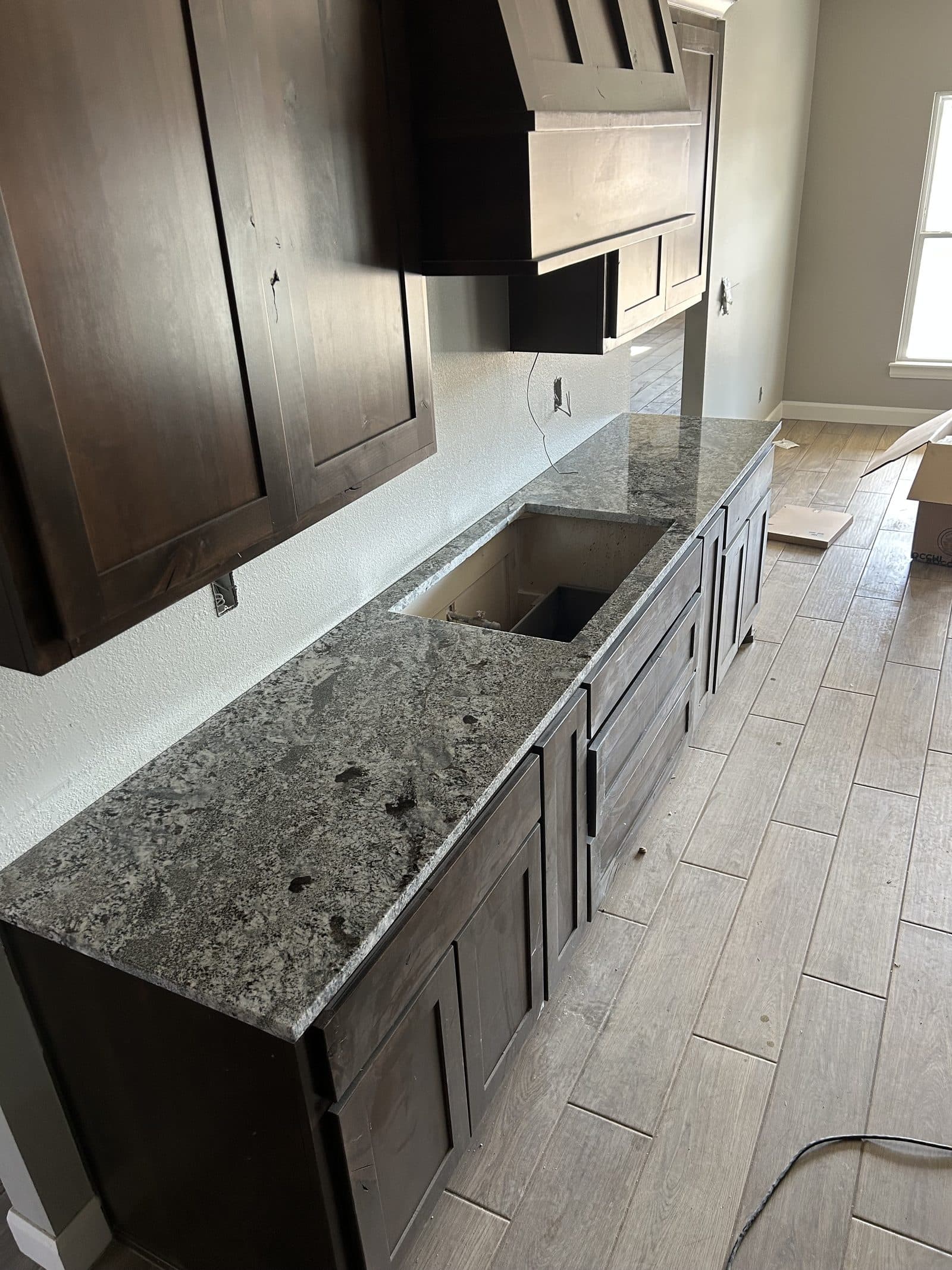 Dark granite kitchen countertop